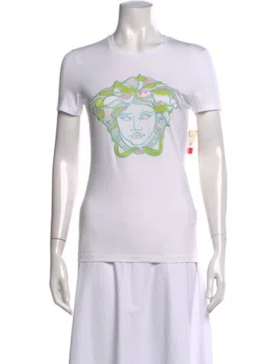 Pre-owned Versace Graphic Print Crew Neck T-shirt In White