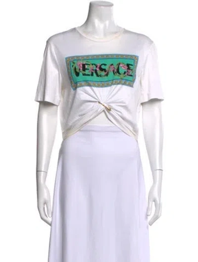 Pre-owned Versace Graphic Print Crew Neck T-shirt In White