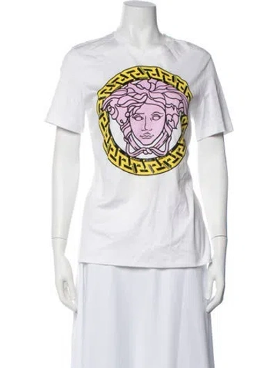 Pre-owned Versace Graphic Print Crew Neck T-shirt In White