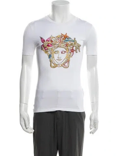 Pre-owned Versace Graphic Print Crew Neck T-shirt In White