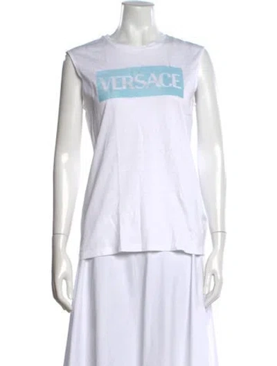 Pre-owned Versace Graphic Print Crew Neck T-shirt In White