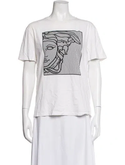 Pre-owned Versace Graphic Print Crew Neck T-shirt In White