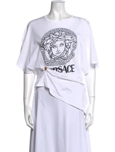 Pre-owned Versace Graphic Print Crew Neck T-shirt In White