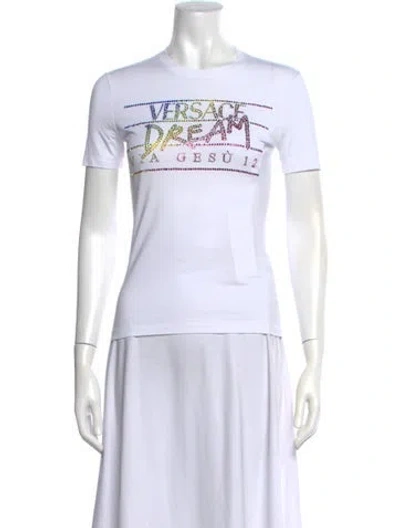 Pre-owned Versace Graphic Print Crew Neck T-shirt In White