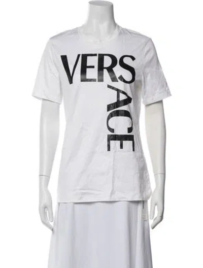 Pre-owned Versace Graphic Print Crew Neck T-shirt In White