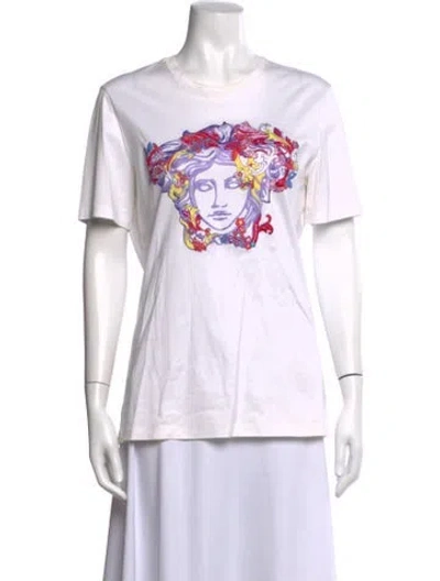 Pre-owned Versace Graphic Print Crew Neck T-shirt In White