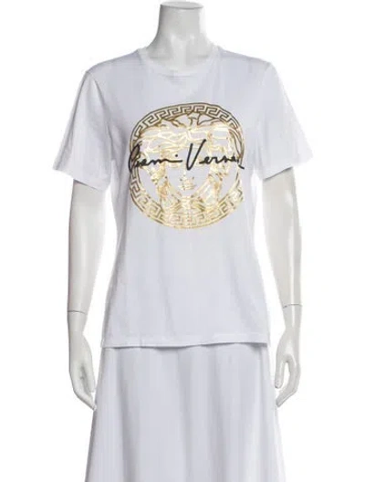 Pre-owned Versace Graphic Print Crew Neck T-shirt In White