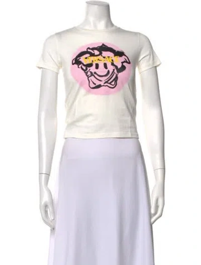 Pre-owned Versace Graphic Print Crew Neck T-shirt In White