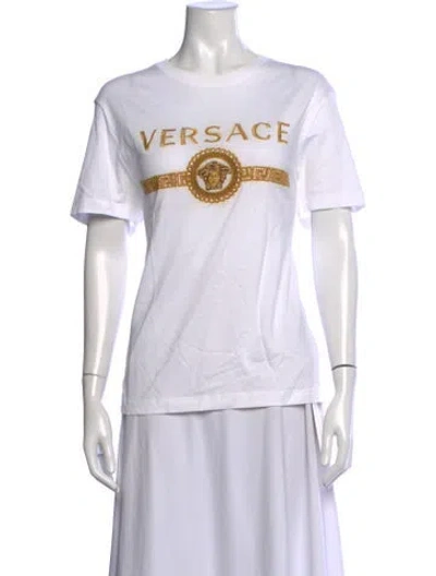 Pre-owned Versace Graphic Print Crew Neck T-shirt In White