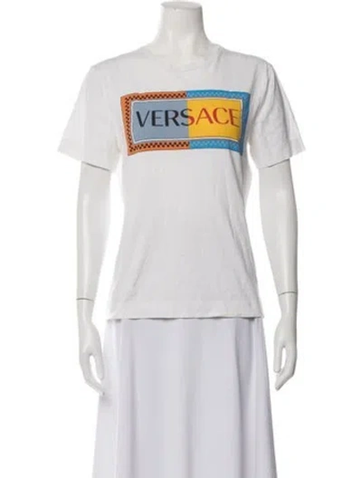 Pre-owned Versace Graphic Print Crew Neck T-shirt In White