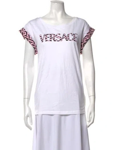 Pre-owned Versace Graphic Print Crew Neck T-shirt In White