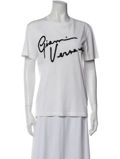 Pre-owned Versace Graphic Print Crew Neck T-shirt In White