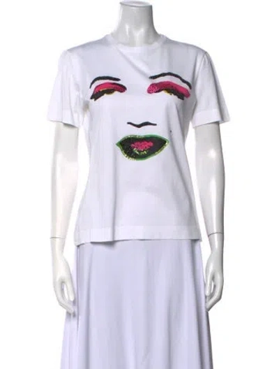 Pre-owned Versace Graphic Print Crew Neck T-shirt In White