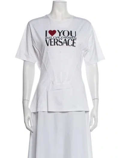 Pre-owned Versace Graphic Print Crew Neck T-shirt In White