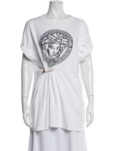 Pre-owned Versace Graphic Print Crew Neck T-shirt In White