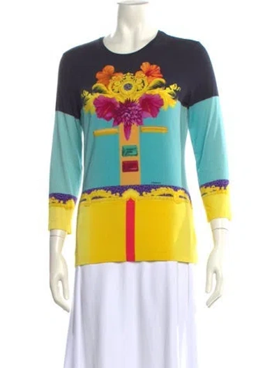 Pre-owned Versace Graphic Print Crew Neck T-shirt In Yellow