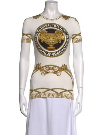 Pre-owned Versace Graphic Print Crew Neck T-shirt In Yellow