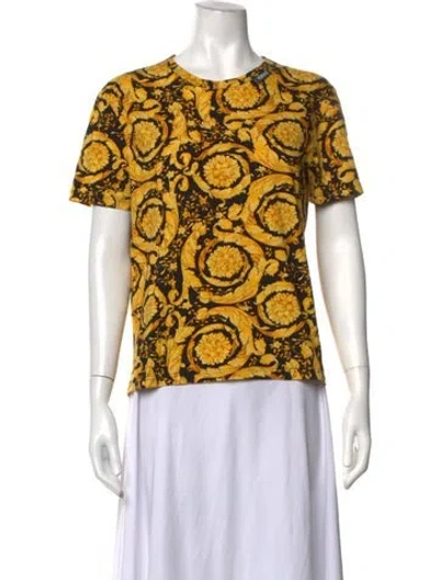 Pre-owned Versace Graphic Print Crew Neck T-shirt In Yellow