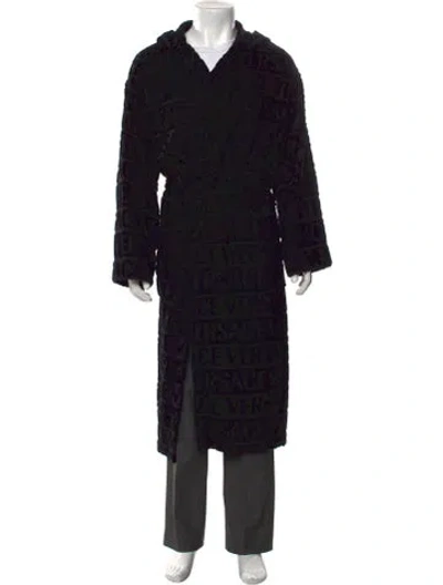 Pre-owned Versace Graphic Print Crystal Embellishments Robe In Black