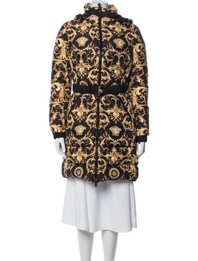 Pre-owned Versace Graphic Print Down Coat W/ Tags In Purple
