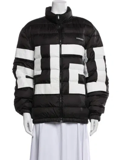 Pre-owned Versace Graphic Print Down Jacket In Black