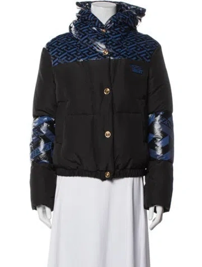 Pre-owned Versace Graphic Print Down Jacket In Black