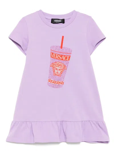 Versace Kids' Graphic-print Dress In Purple