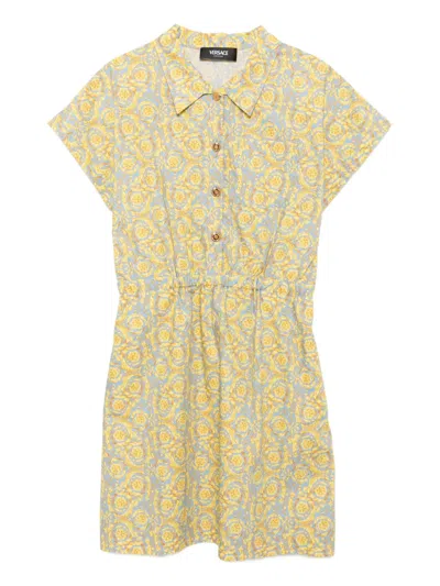 Versace Kids' Graphic-print Dress In Yellow
