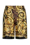 Versace Printed Silk Bermuda Shorts In Multicolor