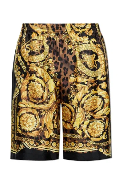 VERSACE GRAPHIC PRINT ELASTIC WAIST SHORTS