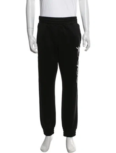 Pre-owned Versace Graphic Print Embroidered Accent Lounge Bottoms In Black