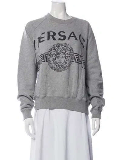 Pre-owned Versace Graphic Print Embroidered Accent Pajamas In Grey