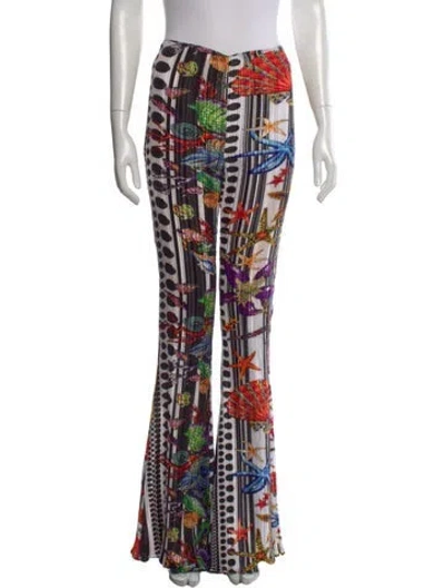 Pre-owned Versace Graphic Print Flared Pants In Multi