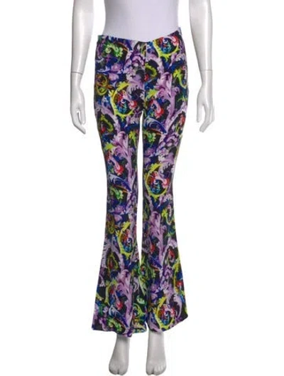 Pre-owned Versace Graphic Print Flared Pants In Purple