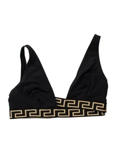 Pre-owned Versace Graphic Print Halterneck Sports Bra In Blue