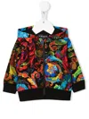 Versace Graphic Print Hooded Jacket In Black