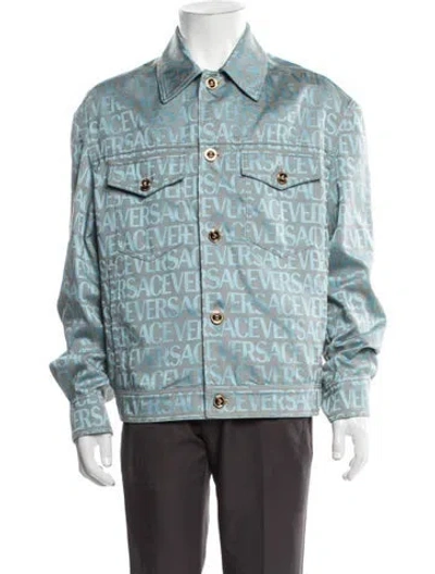 Pre-owned Versace Graphic Print Jacket In Blue