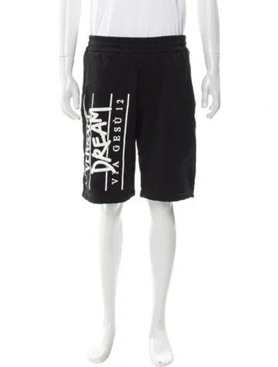 Pre-owned Versace Graphic Print Jogger Shorts In Black