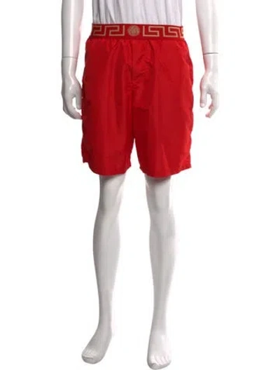 Pre-owned Versace Graphic Print Jogger Shorts In Red