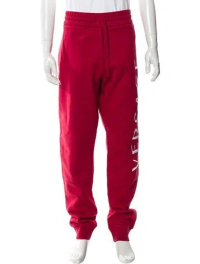 Pre-owned Versace Graphic Print Joggers W/ Tags In Red