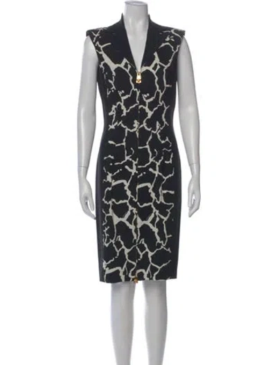 Pre-owned Versace Graphic Print Knee-length Dress In Black