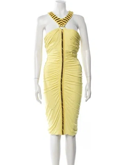 Pre-owned Versace Graphic Print Knee-length Dress In Yellow