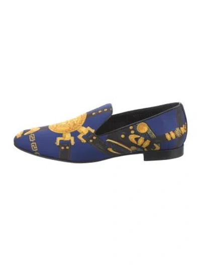 Pre-owned Versace Graphic Print Loafers In Blue