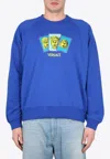 Versace Printed French Cotton-terry Sweatshirt In Blue
