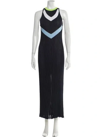 Pre-owned Versace Graphic Print Long Dress In Blue