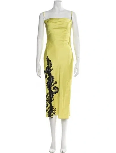 Pre-owned Versace Graphic Print Long Dress In Yellow
