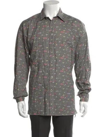 Pre-owned Versace Graphic Print Long Sleeve Shirt In Black
