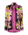 Versace Orchid Barocco Silk Twill Pajama Shirt In Pink