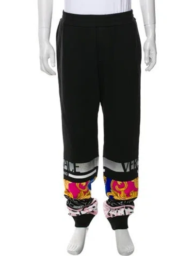 Pre-owned Versace Graphic Print Lounge Bottoms In Black