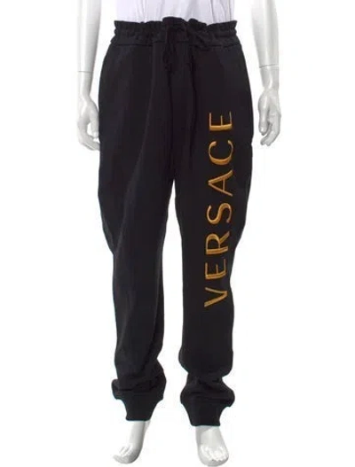 Pre-owned Versace Graphic Print Lounge Bottoms W/ Tags In Black